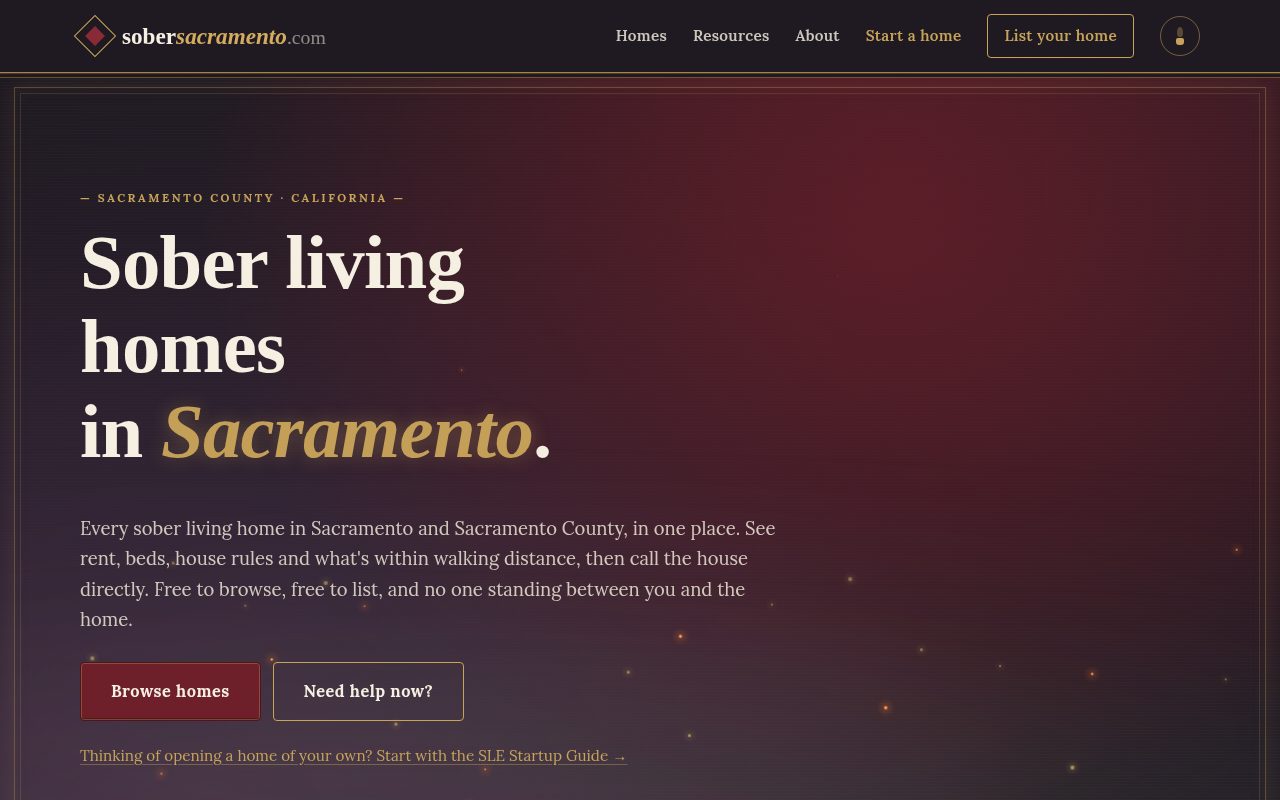 Sober Sacramento homepage
