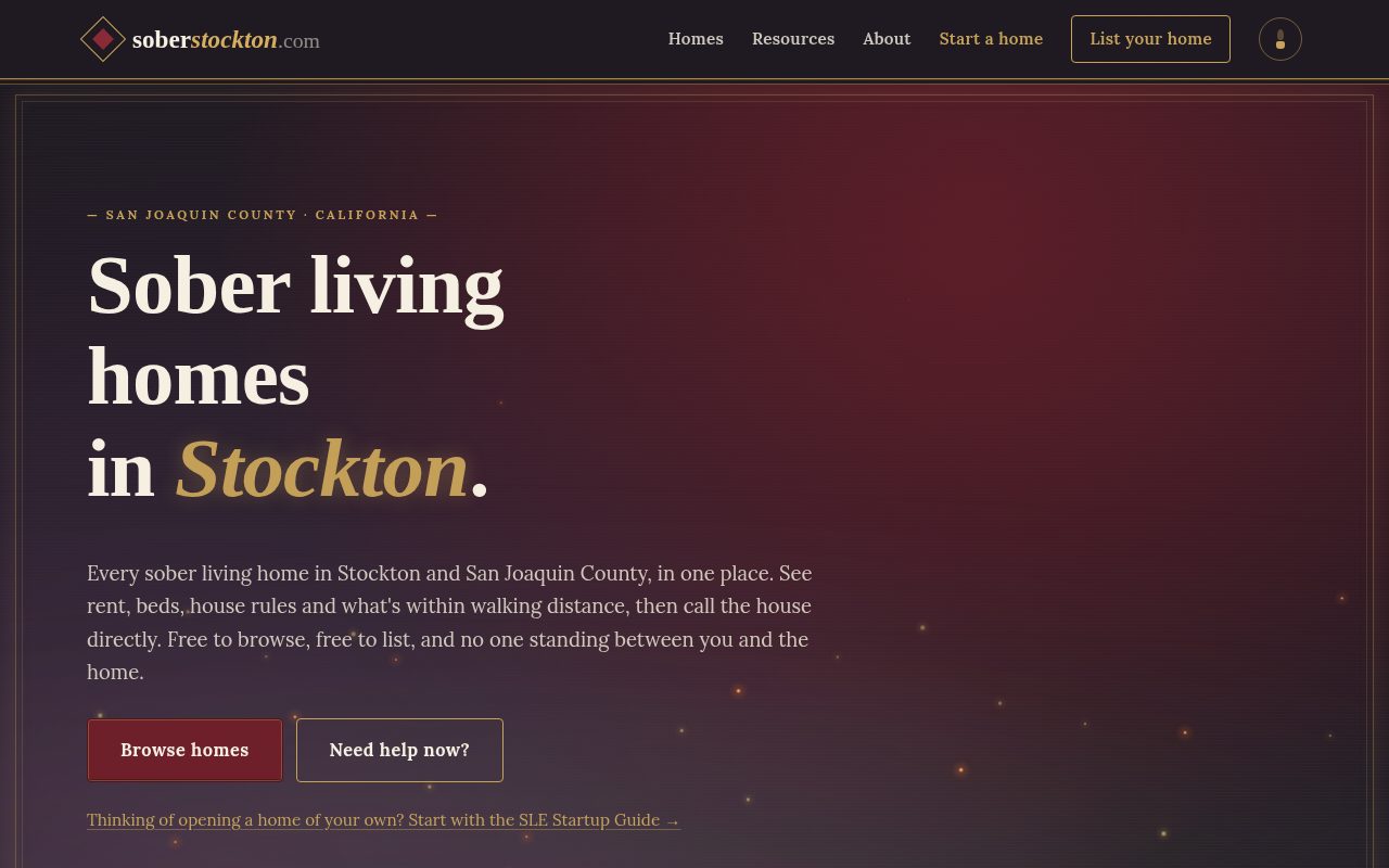 Sober Stockton homepage