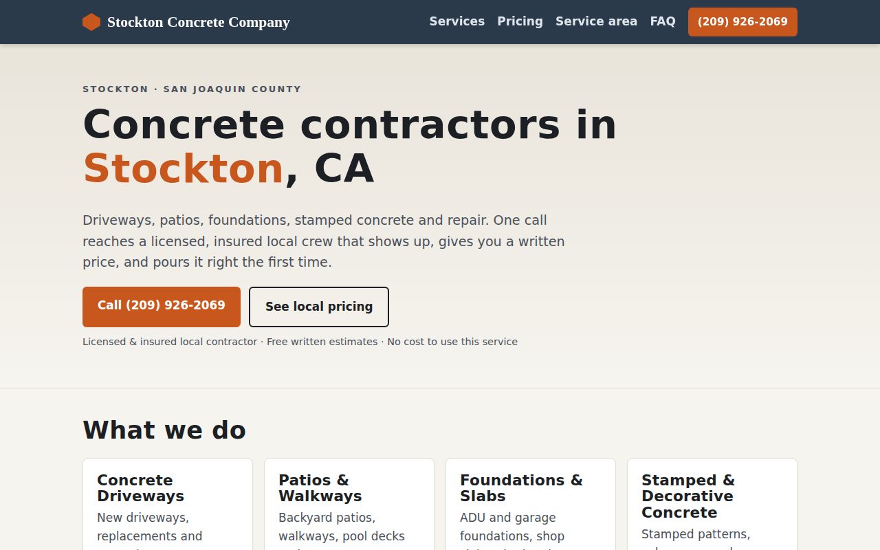 Stockton Concrete Company homepage